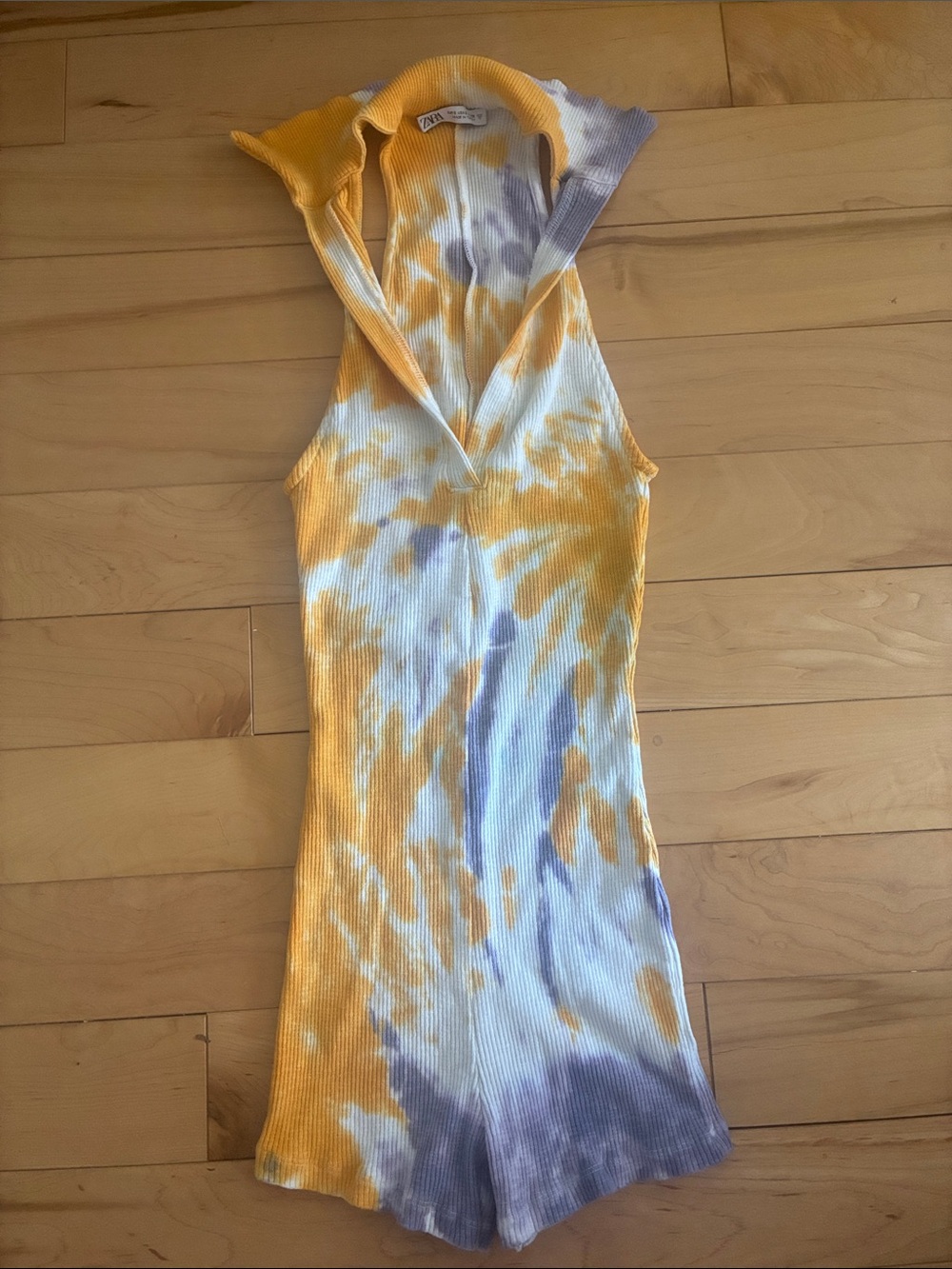 Zara orange & Lavender Tie-Dye Ribbed Romper
